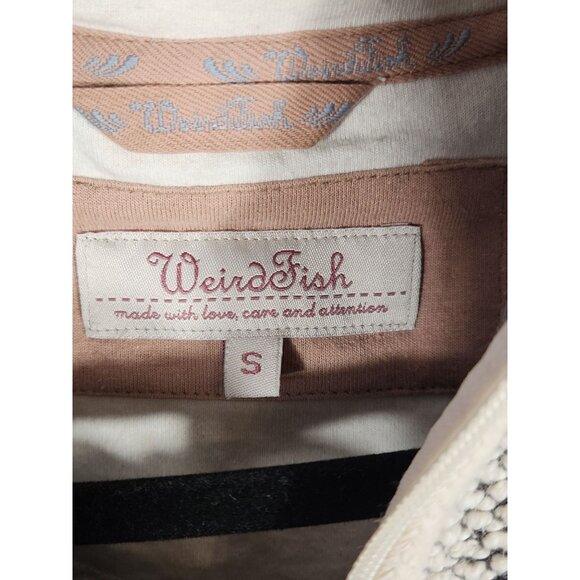 Weird Fish Womens Jacket Macaroni Knit Cream/Gray Athletic Old Money Preppy S - Picture 4 of 8